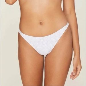 Andie Bohemian White Crochet Tropez Bikini Bottom Size Small Swimwear NWT